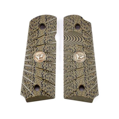 Grips 1911 Compact Aggressive Starburst G10 Dirty Olive Beveled