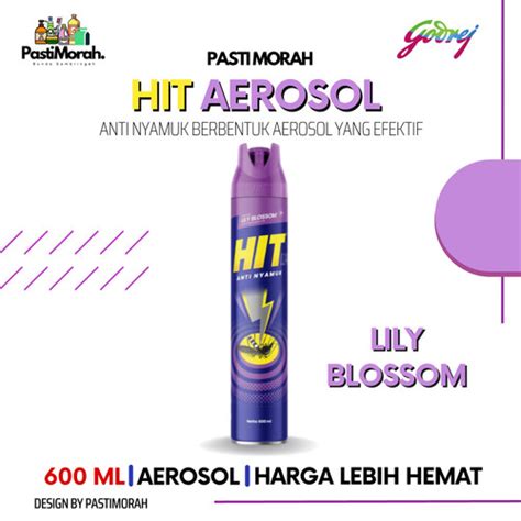 Jual HIT Spray Aerosol Lily Blossom Ungu Obat Nyamuk Semprot 600 ML