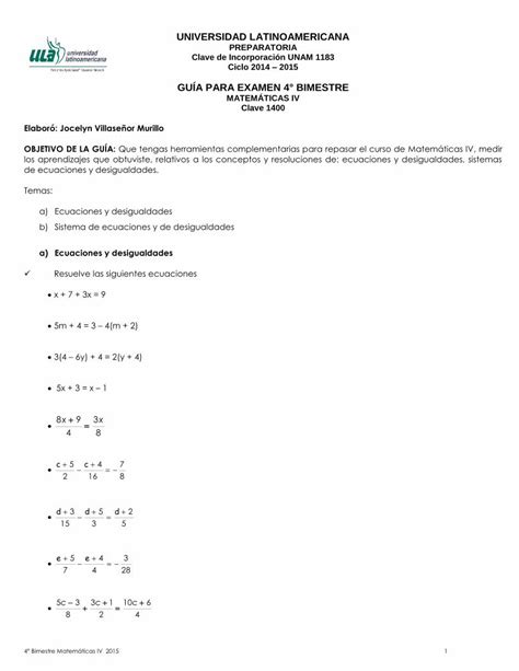 PDF GUÍA PARA EXAMEN 4 BIMESTRE MATEMÁTICAS IV PDF file4 Bimestre