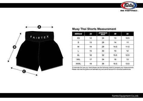 Fairtex Size Charts Find Your Perfect Size Budopunkt