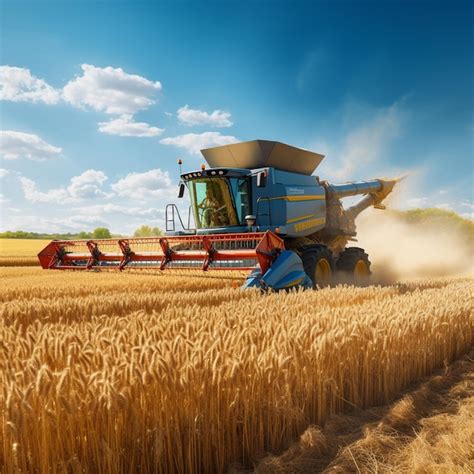 Premium Photo Combine Harvester Harvests Ripe Wheat Paddy