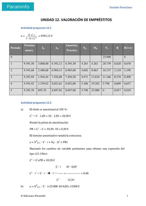 Solucionario del tema 12 de gestión financiera Gestión Financiera