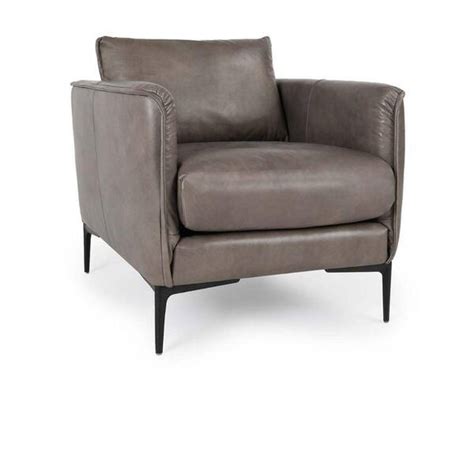 Benjara Gray And Black Leather Accent Chair With Wooden Frame Bm