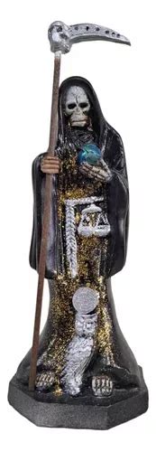 Santa Muerte Negra Ritualizada Figura En Resina Cm Meses Sin Inter S