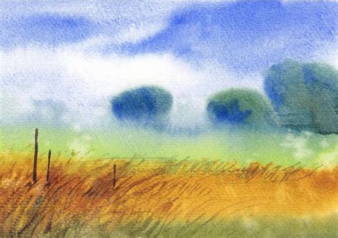 Premium Vector Nature Painting Watercolor