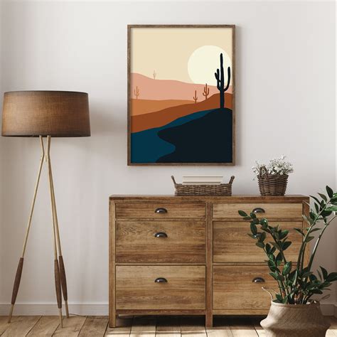 Mid Century Modern Desert Print Southwestern Wall Decor Abstract