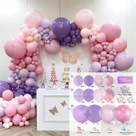 Ballons Papillon Violet Guirlande Arche Kit Latex Ballon Décor De Fête