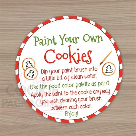 Printable Christmas Pyo Paint Your Own Cookie Tag Instructions Etsy