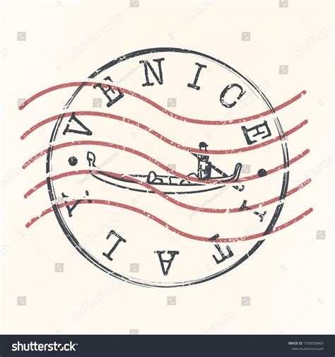 Venice Gondola Stamp Postal Silhouette Seal Stock Vector (Royalty Free