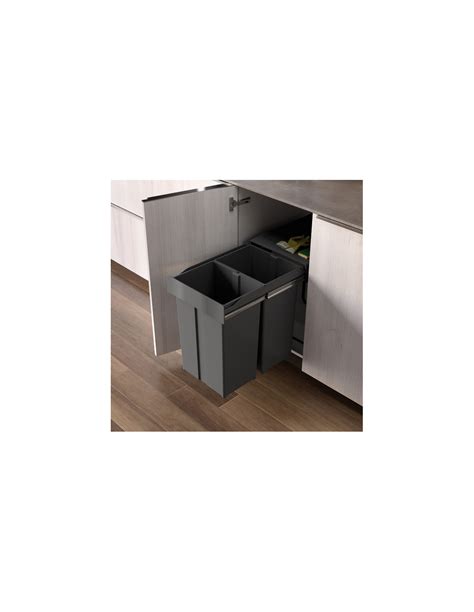 400mm Double Waste Bin 58l Gollinucci Hinged Base 295 Gy