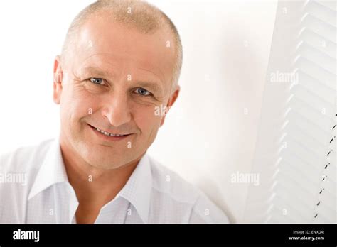 Mature Businessman Smile Posing Close Up Portrait Stock Photo Alamy