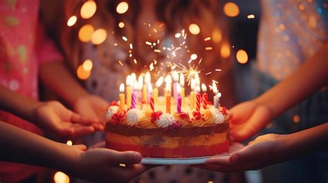 Premium Ai Image A Person Holding A Cake With Candles