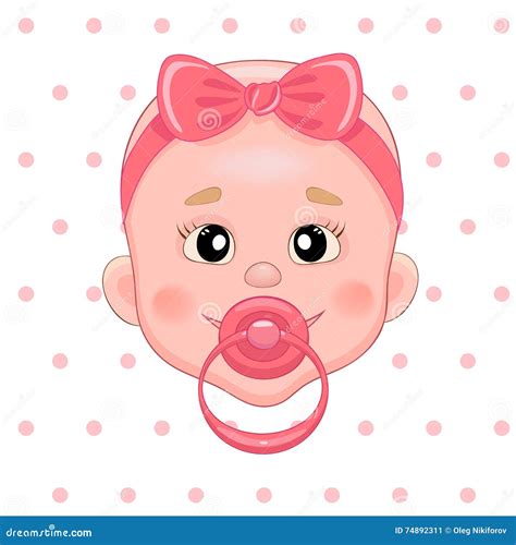 Baby With A Pink Pacifier In The Background Cartoon Vector