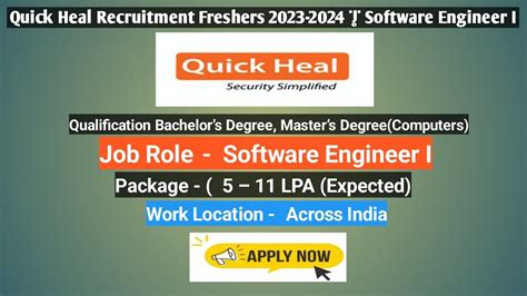 Quick Heal Recruitment Freshers Software Engineer I