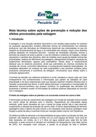 Orienta Es T Cnicas Sobre Efeitos Da Estiagem Pdf