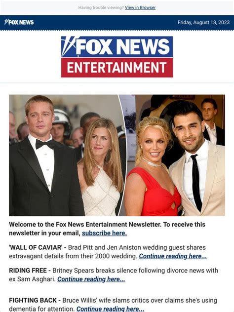 Fox News Inside Brad Pitt Jennifer Aniston S Lavish Wedding Britney