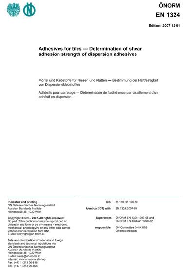 Onorm En Adhesives For Tiles Determination Of Shear