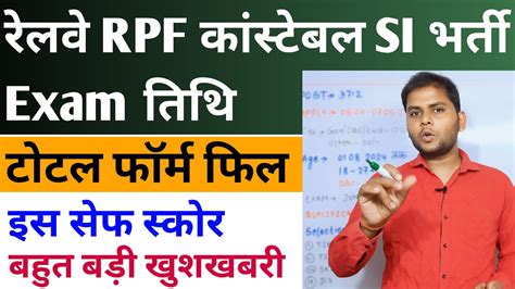 Railway RPF Constable SI Exam Date 2024 Total Form Fill Up Safe