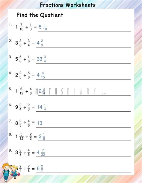 Mixed Fraction Worksheets Practice And Learn Fractions