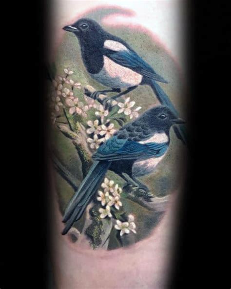 50 Magpie Tattoo Designs For Men Bird Ink Ideas