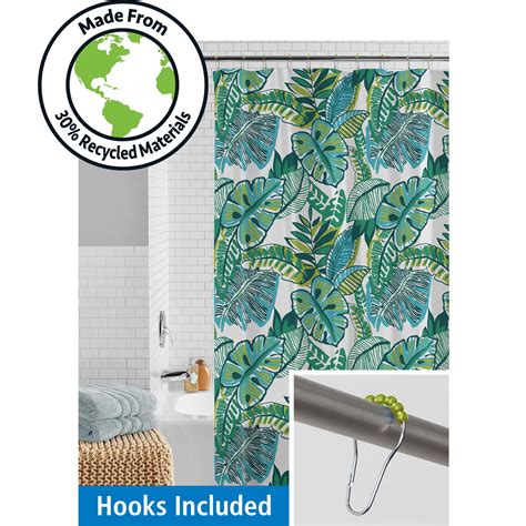 Mainstays Waterproof Watercolor Jungle Recycled Peva Shower Curtain