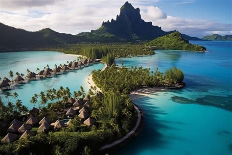 Bora Bora Island Resort Background Architecture Cloud Tree