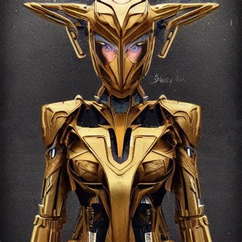 Symmetry A Female Transformer With Golden Paint Stable Diffusion