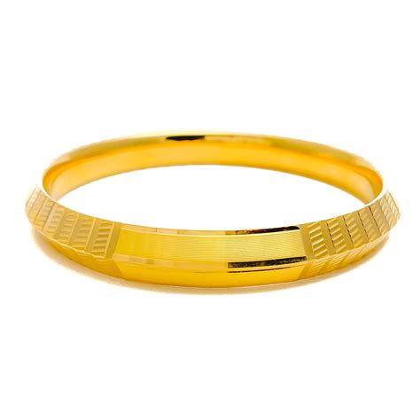 Impressive Striped Mens 22k Gold Bangle Andaaz Jewelers