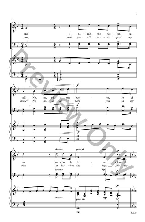 Nessun Dorma TBB By Giacomo Puccini Arr J W Pepper Sheet Music