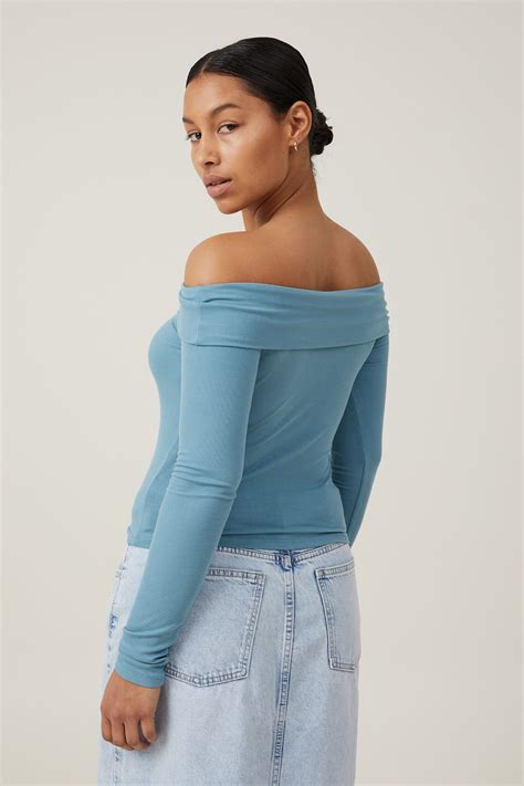 Staple Rib Off Shoulder Long Sleeve Top