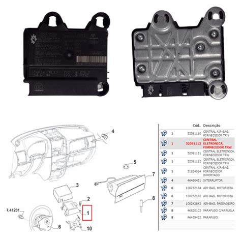 Modulo Central Airbag Fiat Strada Original 2013 2015 17 2020 Autorizada