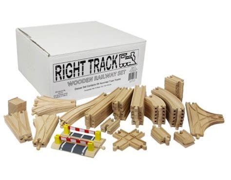 Wooden Train Track Deluxe Set: 56 Assorted Premium Pieces By Right Track Toys - 100% Compatible ...