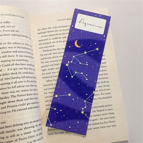 Cute Aquarius Zodiac Sign Constellation Bookmark Etsy