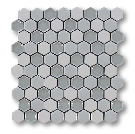 Honeycomb Beveled Hexagon Porcelain Mosaic Tiles Sky Mist Rocky