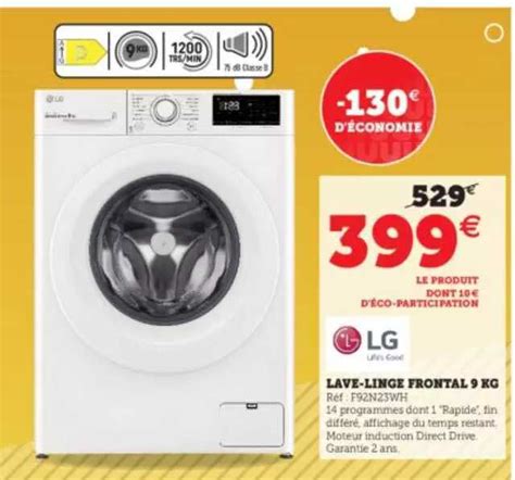 Promo Lave Linge Frontal Kg Lg Chez Hyper U Icatalogue Fr