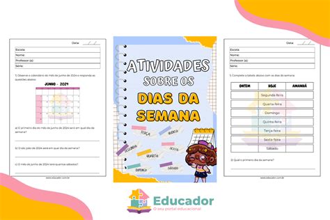 Atividades Sobre Os Dias Da Semana Plano De Aula Educador