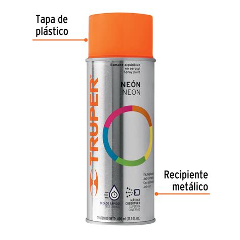 Pintura en aerosol naranja neón bote tradicional 400 ml Neón 102849