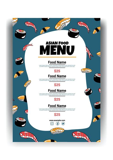 Asianfood Restaurant Menu Card Template Vector Art At Vecteezy