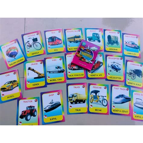 Jual Flash Card Mainan Kartu Anak Flashcard Transportasi Flashcard