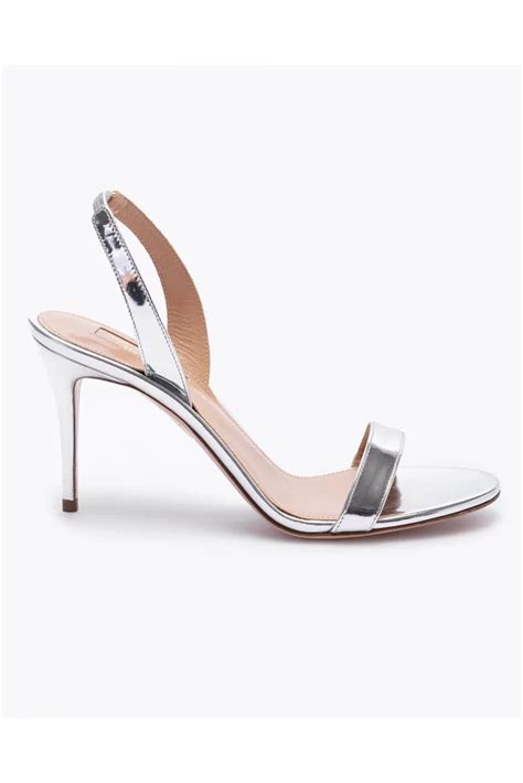 Aquazzura So Nude Sandales Argent Es En Cuir De Veau Avec Bride