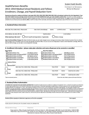 Fillable Online Shb Umn Med School Healthpartners Enrollment Form Fax