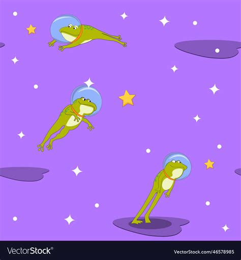 Seamless Pattern Frogs In Space Royalty Free Vector Image