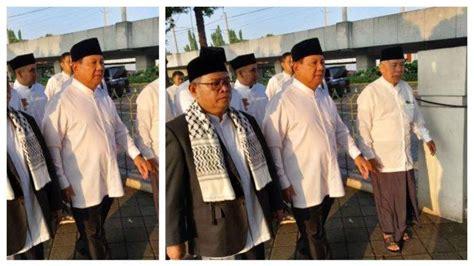 Kenakan Baju Muslim Berwarna Putih Prabowo Subianto Salat Id Bersama