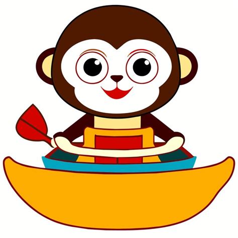 Premium Vector Monkey Rowboat Rowing Hand Drawn Flat Stylish Cartoon