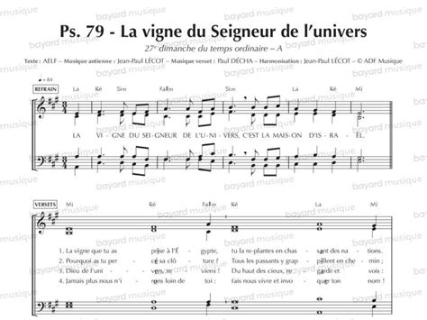 Chantons En Eglise Psaume 79 La Vigne Du Seigneur De L Univers 27e