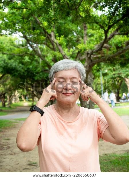 Portrait Mature Asian Woman S Stretching Stock Photo