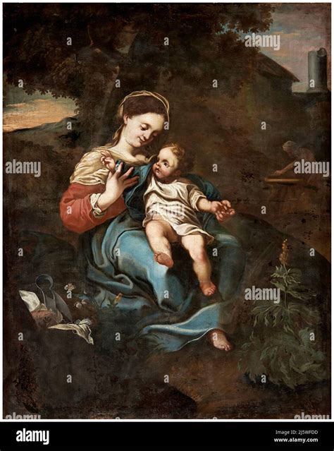 Madonna Col Bambino Olio Su Tela Copia Dal Correggio Di Pittore