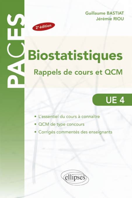 Ue Biostatistiques Rappels De Cours Et Qcm E Dition