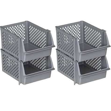 Husky Stackable Storage Bins Gray | Dandk Organizer