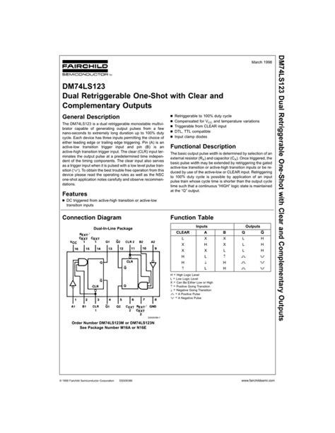 DM74LS123 Dual Retriggerable One